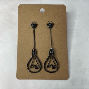 Light Fixture “ME” Plug Dangle Post Earrings Silver Tone Fun Pop Art